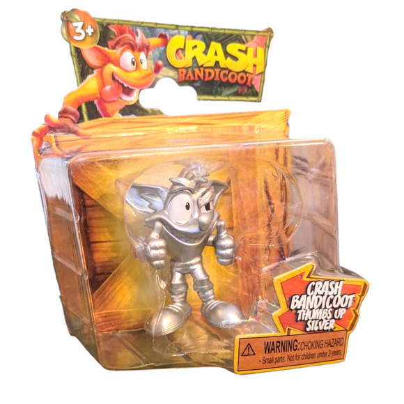 Crash Bandicoot Thumbs UP Silver Rare Figure 3 inch by Jakks NIB - Picture 3 of 5